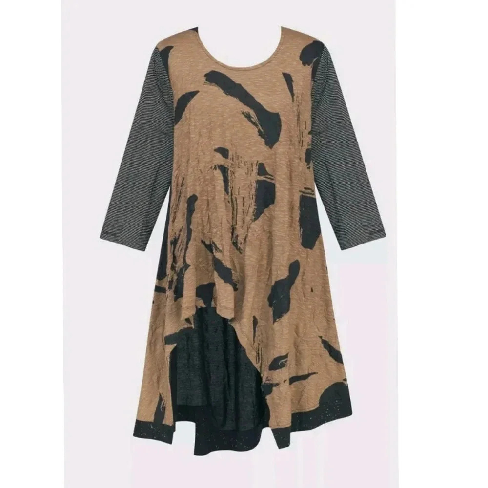 Alembika Ru Hi-Lo Crinkle Tunic Top
